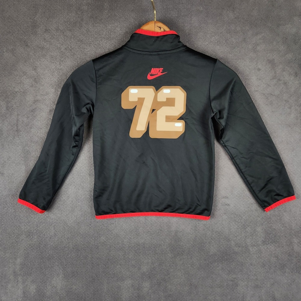 Nike Kids Just Do It 72 Track Jacket Black Red Full Zip Mock Neck 4T K339-023 - Picture 2 of 7